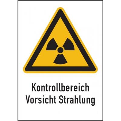 König Werbeanlagen Warnschild Strahlenschutz Kontrollbereich Vorsicht Strahlung (WS 111) - 210x297x0.45 mm Aluminium geprägt