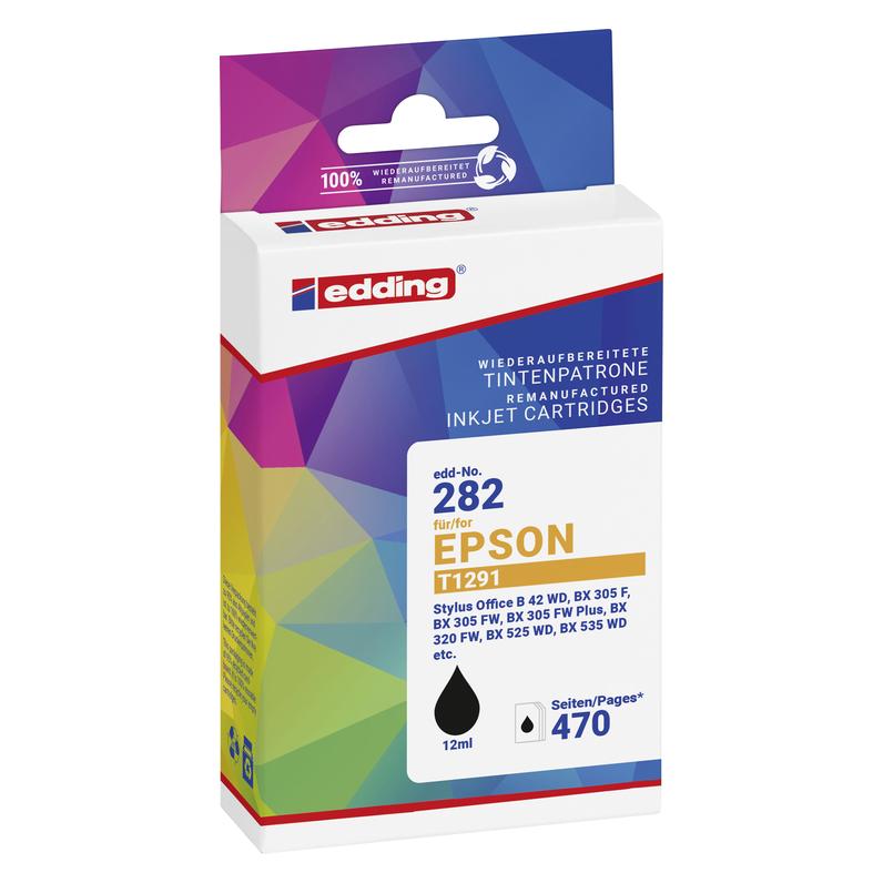 Edding EDD-282 schwarz Druckerpatrone kompatibel zu EPSON T1291L (BK) (18-282/18-282-01)