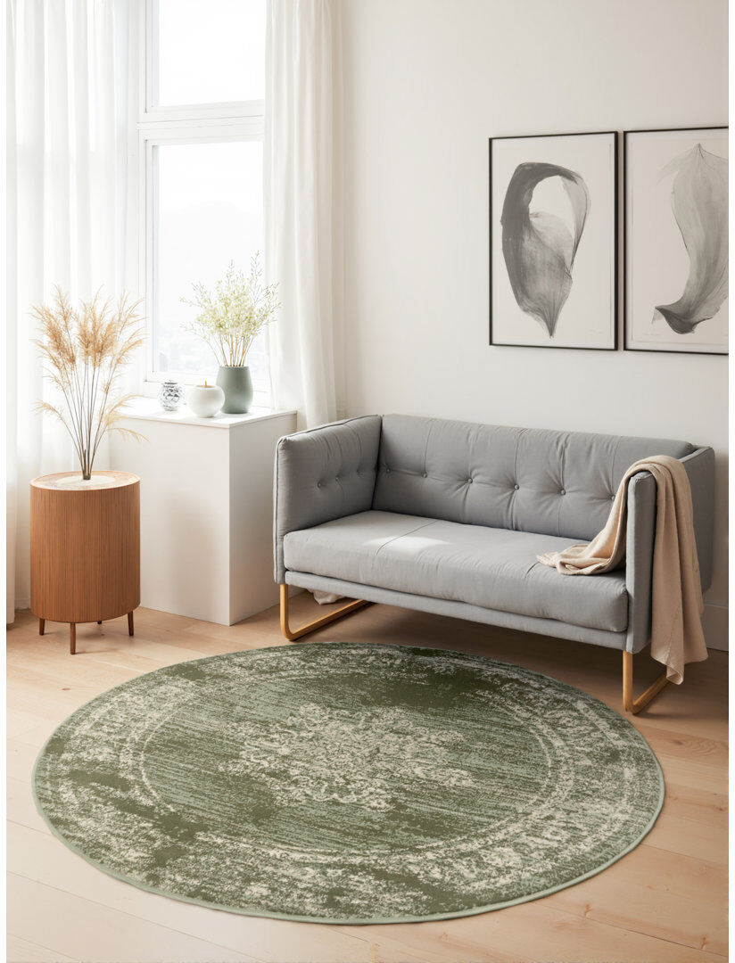 Lydia Short Pile Rug Round by Hanse Home – Round short pile rug, oriental design, classic living room rug for living rooms, bedrooms, dining rooms, ha Teal Round 160 cm