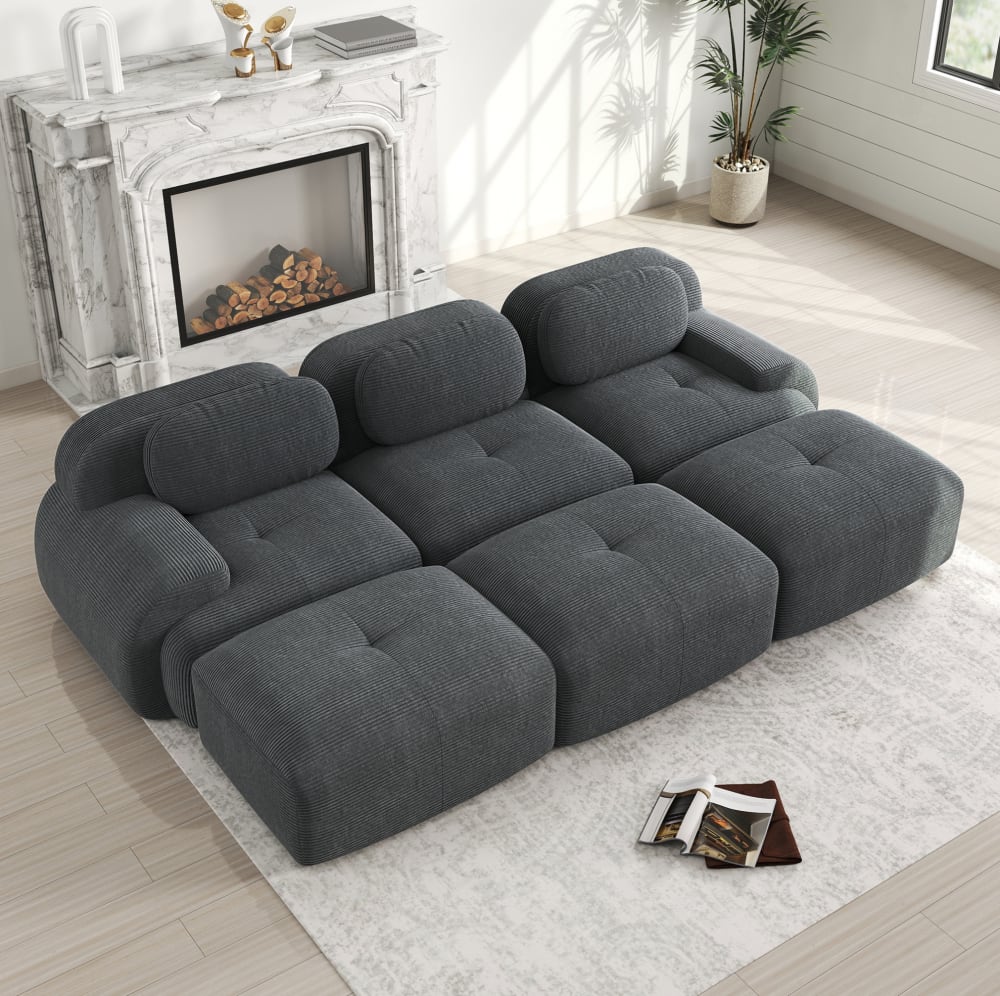 REDOM Sofá modular de pana gris