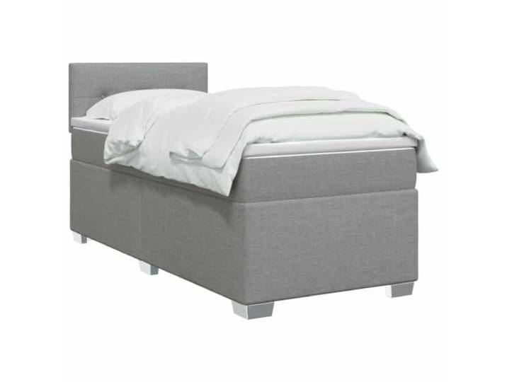 vidaXL Boxspringbett mit Matratze und LED Hellgrau Einzeln Stoff Individueller Komfort durch Höhenanpassung, Bessere Anpassung und Bewegungsisolierung, Für gemütliche Atmosphäre in deinem