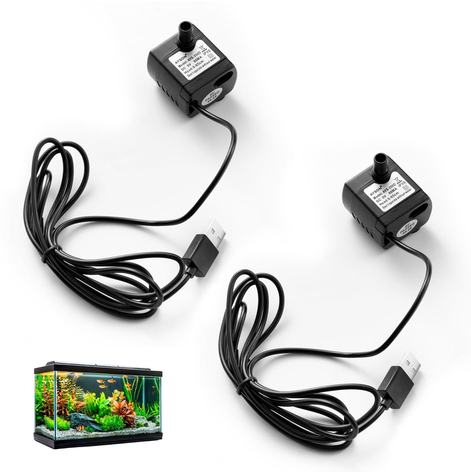 Selius USB Mini-Dompelpomp, stille aquariumpomp met instelbare waterstroom