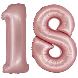 XL Folienballon roségold rosa Zahl 18