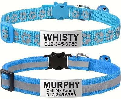 Uplifted Finds Safety First Personalized Reflective Cat Collar Set navy