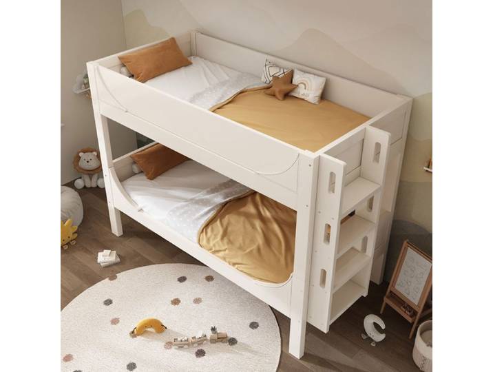 Lit Superposé Séparable - OEM - 90x200cm - Échelle Amovible - 2 Lits Simples - Blanc
