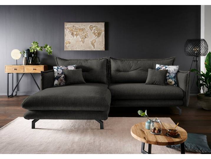 Home affaire Ecksofa Lava verst. Armlehnen, Breite 255cm, aktuelles Design: Kissen Optik, Armlehnen verstellbar