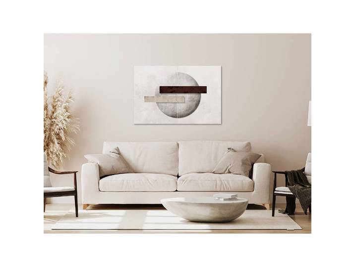 Wandbild Geometric Decay Leinen Grau 120 x 80cm