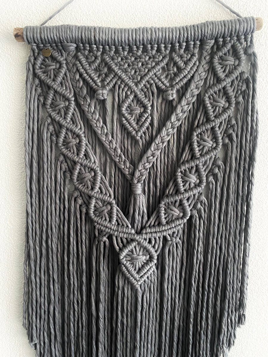 Macrame wanddecoratie antraciet