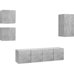 vidaXL 5-tlg. TV-Schrank-Set Betongrau Holzwerkstoff