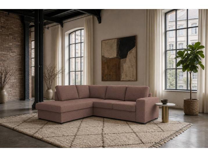 foamnova Ecksofa Salo, B 248 cm, mit Ottomane, für 5 Personen, Rückenteil statt zweiter Armlehne zum bequemen Anlehnen