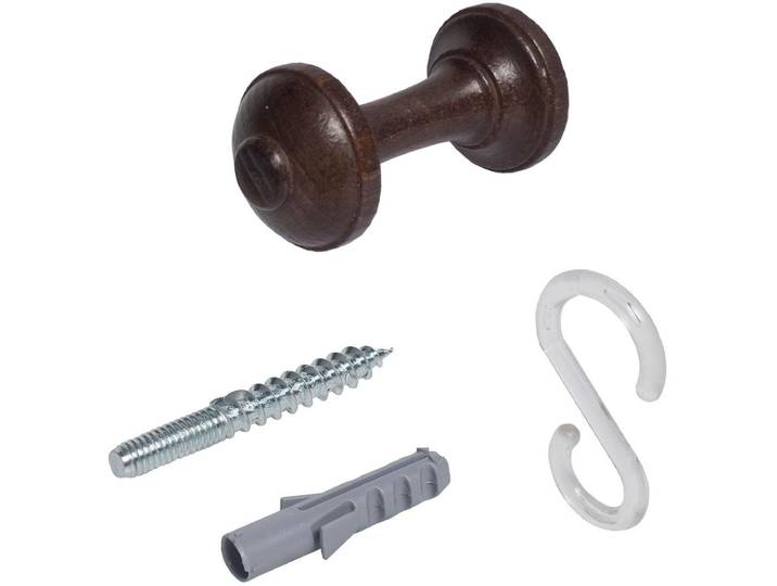Raffhalter LIEDECO, braun (nussbaum), Materialmix, Raffhalter, Raffhalter, Schalhalter 7 cm