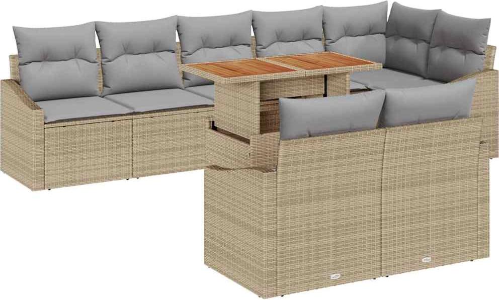 vidaXL Garten-Sofa-Set 9 stk. Beige und Grau
