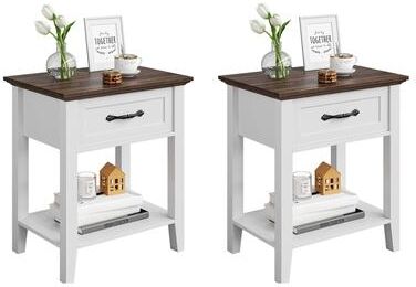Yun Nightstands, End Table with Drawer Set of 1/2
