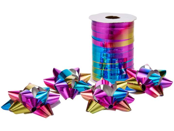 Geschenkbandset mit Rosetten Rainbow