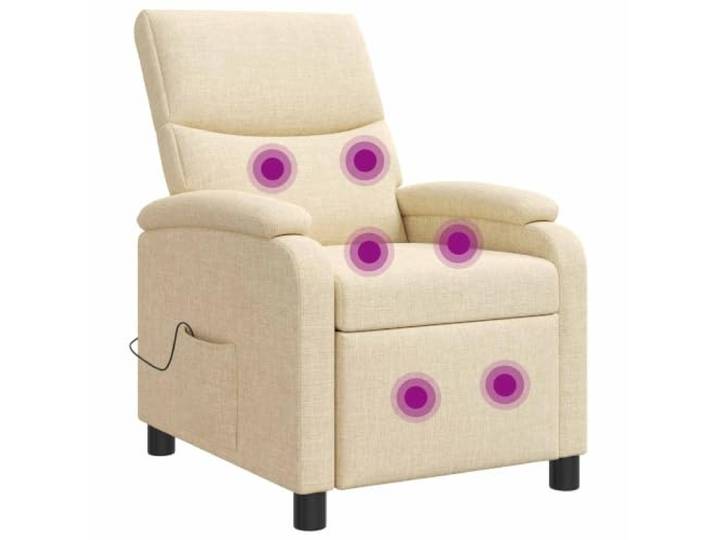 Massage Relaxsessel Creme Stoff Verstellbar 115°-160° Metall und Holzwerkstoff Rahmen, Schaumstoff und Faser Polsterung, Wohnzimmer, Büro, Zurücklehnen