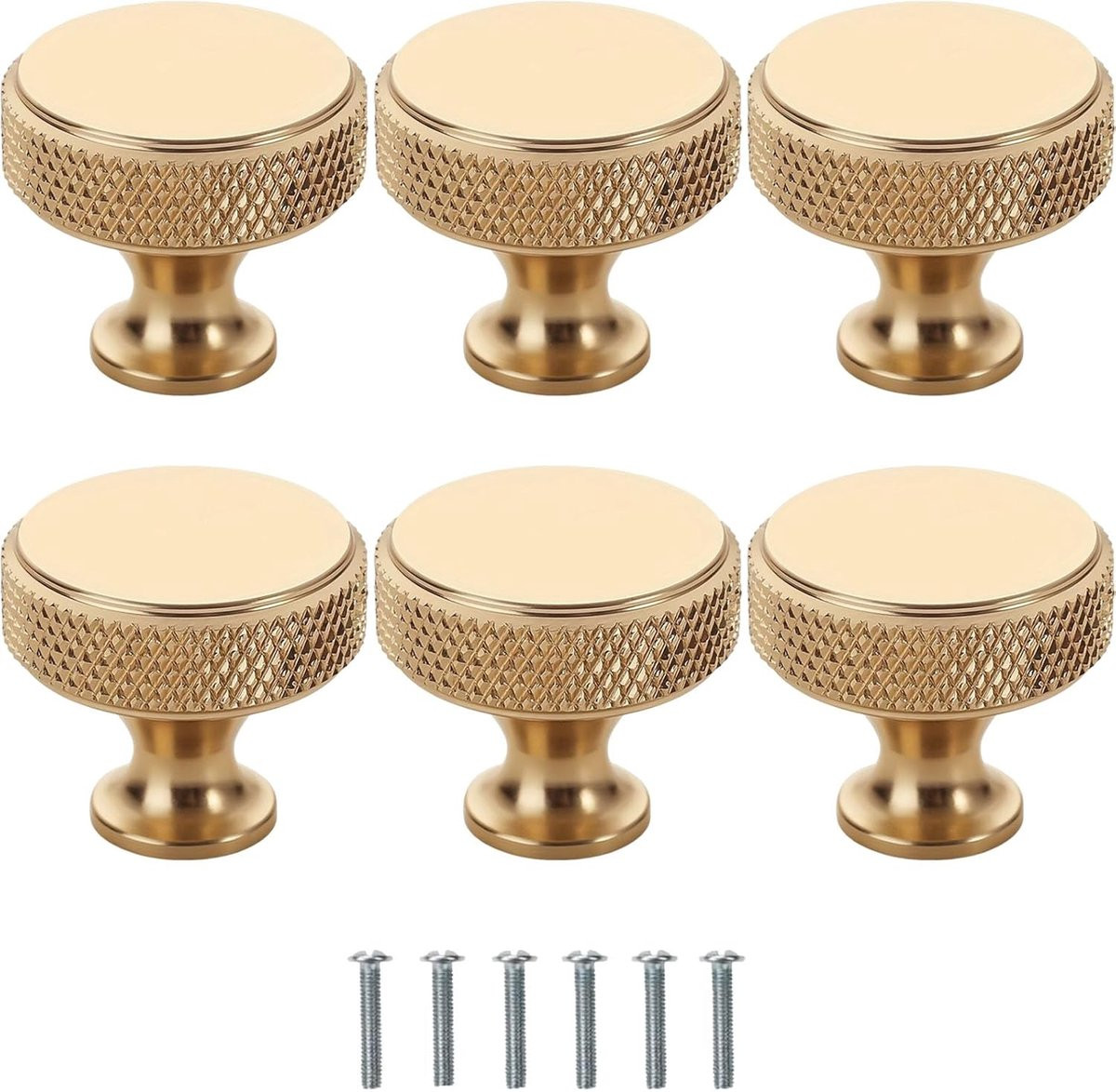 Set van 6 gouden ronde meubelgrepen voor keuken, badkamer en kasten