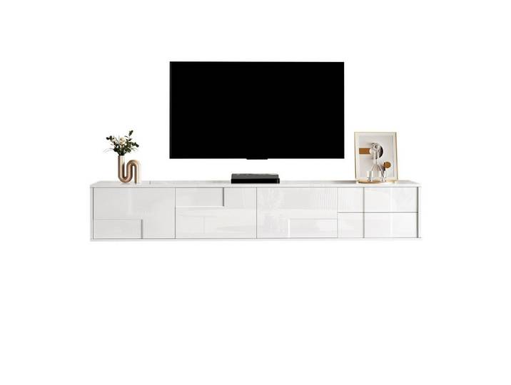muvano TV-Schrank TV-Lowboard modern 170 cm Hochglanz schwebend grifflos schwebend/stehend, 3 Türen & 2 Schubladen, viel Stauraum