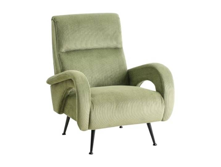 Beliani Sessel aus Cord grün mit schwarzen Beinen Retro Stil Svalov