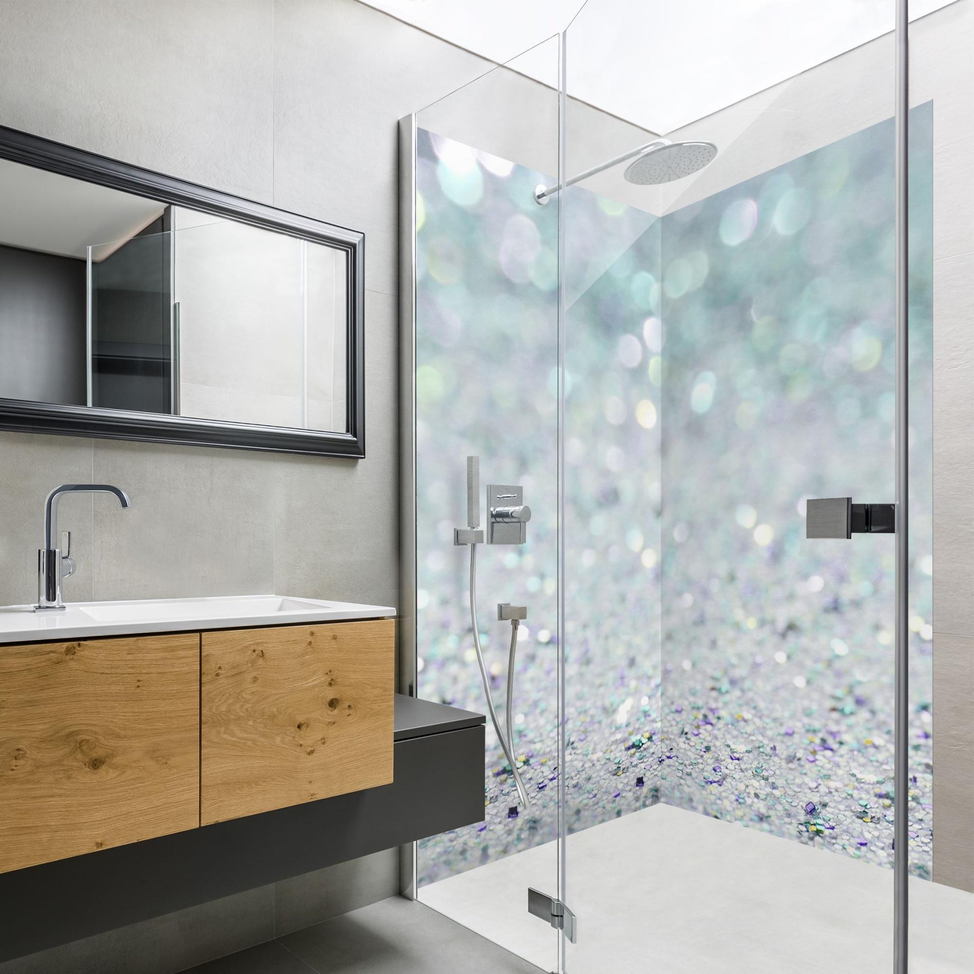 Duschrückwand Muster selbstklebend - 0.61 mm Wandpaneel wasserfest Design türkis Steinoptik Motiv Badrückwand fugenlos Premium matt 110x190 cm