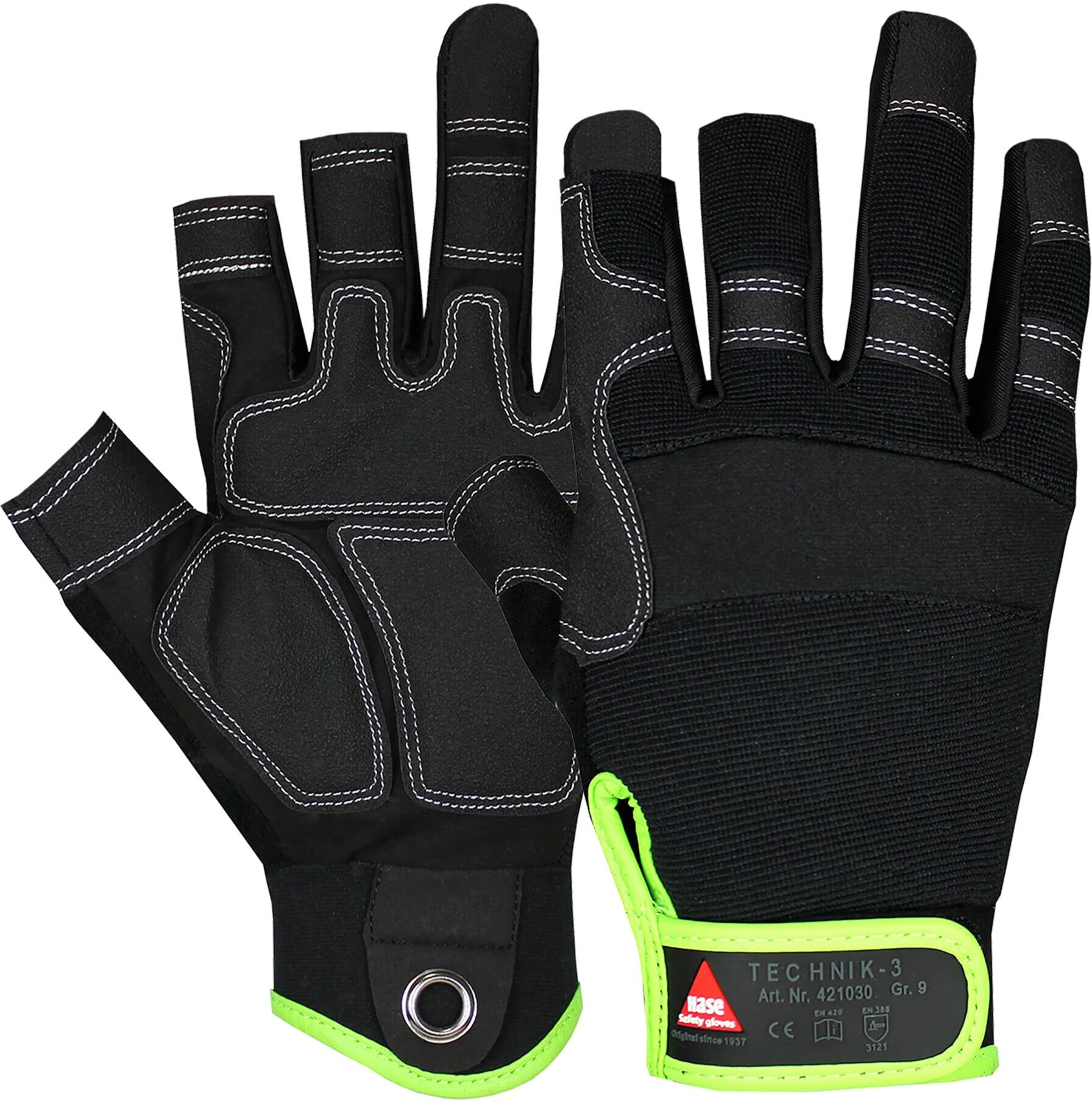 Hase Montagehandschuhe Technik, 3 Finger Größe 12, Velcro (421030-12)