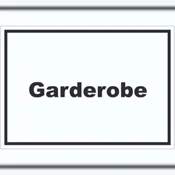 HB-Druck Garderobe Aufkleber mit Text Kleidung aufbewahren waagerecht A7 (74x105mm)