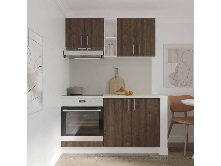 Set Cuisine haaus Karo V4 Chêne bronze/Blanc Plan de Travail Thermo 28 mm L 140 cm