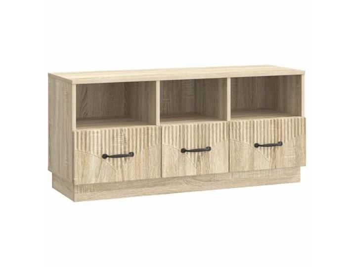 KTHLBRH TV-Schrank Eiche Sonoma 102 x 34,5 x 47 cm Ingenieuriertes Holz Verstellbare Regale, Kabelmanagement, mehrere Fächer, Holztechnik, Wohnzimmer, Heimkino