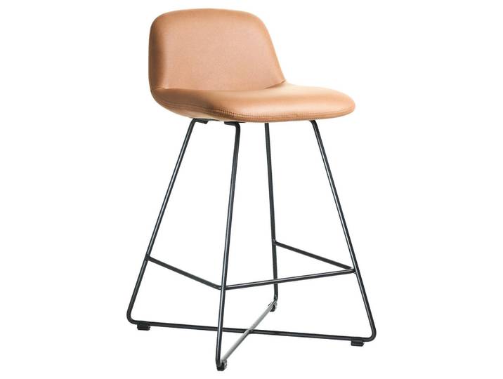 Celina Home Barhocker Cross, Schwarz, Cognac, Metall, Rundrohr, X-Form, 50x85x48 cm, Stoffauswahl, Esszimmer, Barmöbel, Barhocker