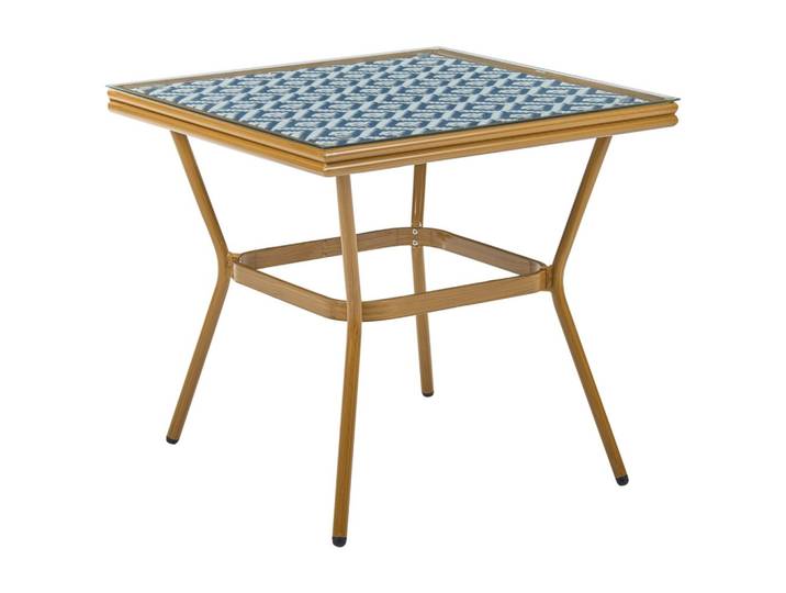 BISTROTISCH Outdoor 80 cm 80 cm Polyrattan Blau/Weiß Caspri
