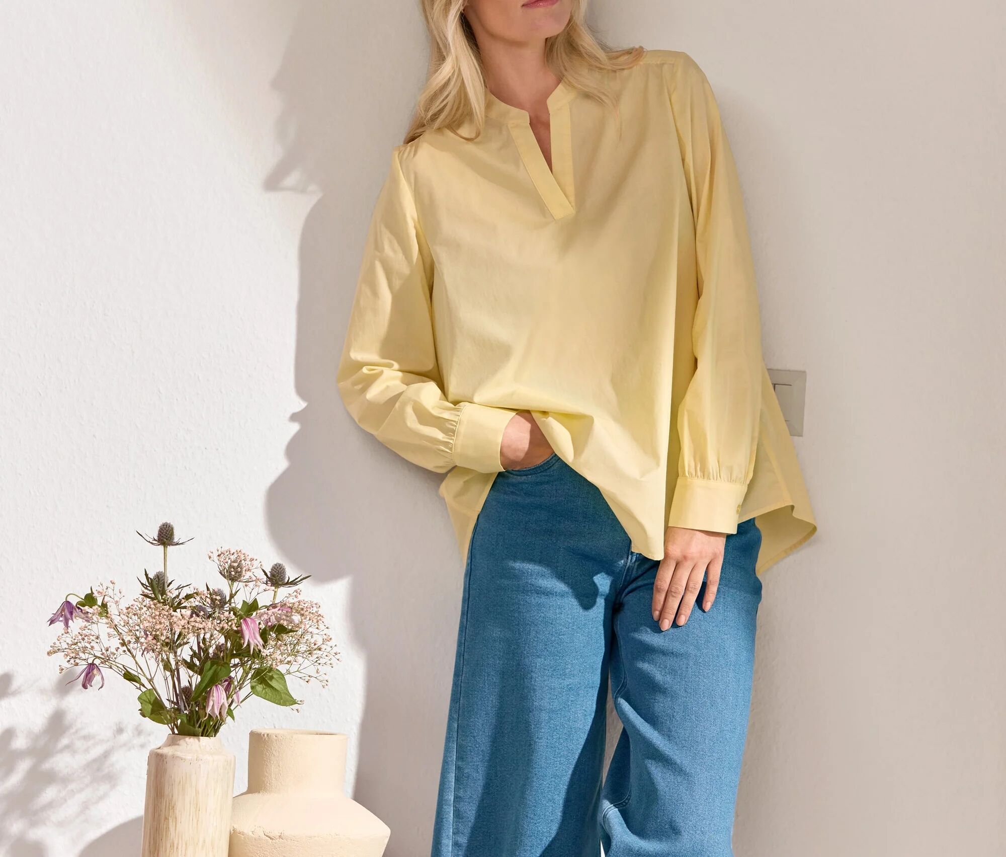 Tchibo - Popeline-Bluse - Damen - Gr. 44 - gelb