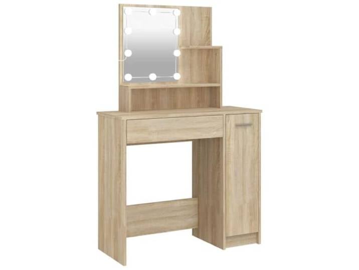 vidaXL Schminktisch mit LED Stauraum Frisiertisch Kommode Frisierkommode Kosmetiktisch Spiegel Beleuchtung Schlafzimmer Sonoma-Eiche 86,5x35x136cm