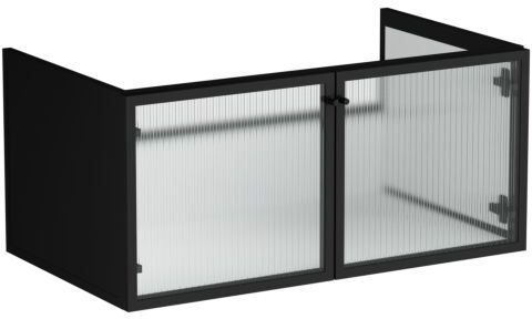 VitrA Liquid Waschtisch-Unterschrank 66739 88x51x41cm, Korpus schwarz matt/Ornamentglas geriffelt