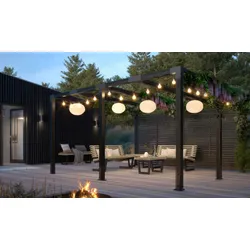 Terrassen Pergola aus Kiefer/Fichte – Holzpergola in schwarz – Pergoladach 369 x 369 x 217 cm – Gartenpergola für Terrasse & Freisitze