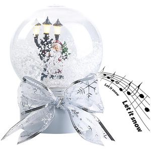 Böttcher-AG Schneekugel NX8137944, aus Kunststoff, mit Schnee, Weihnachtsmann, mit Licht, Musik & Schneewirbel, 14 x 19,5 cm