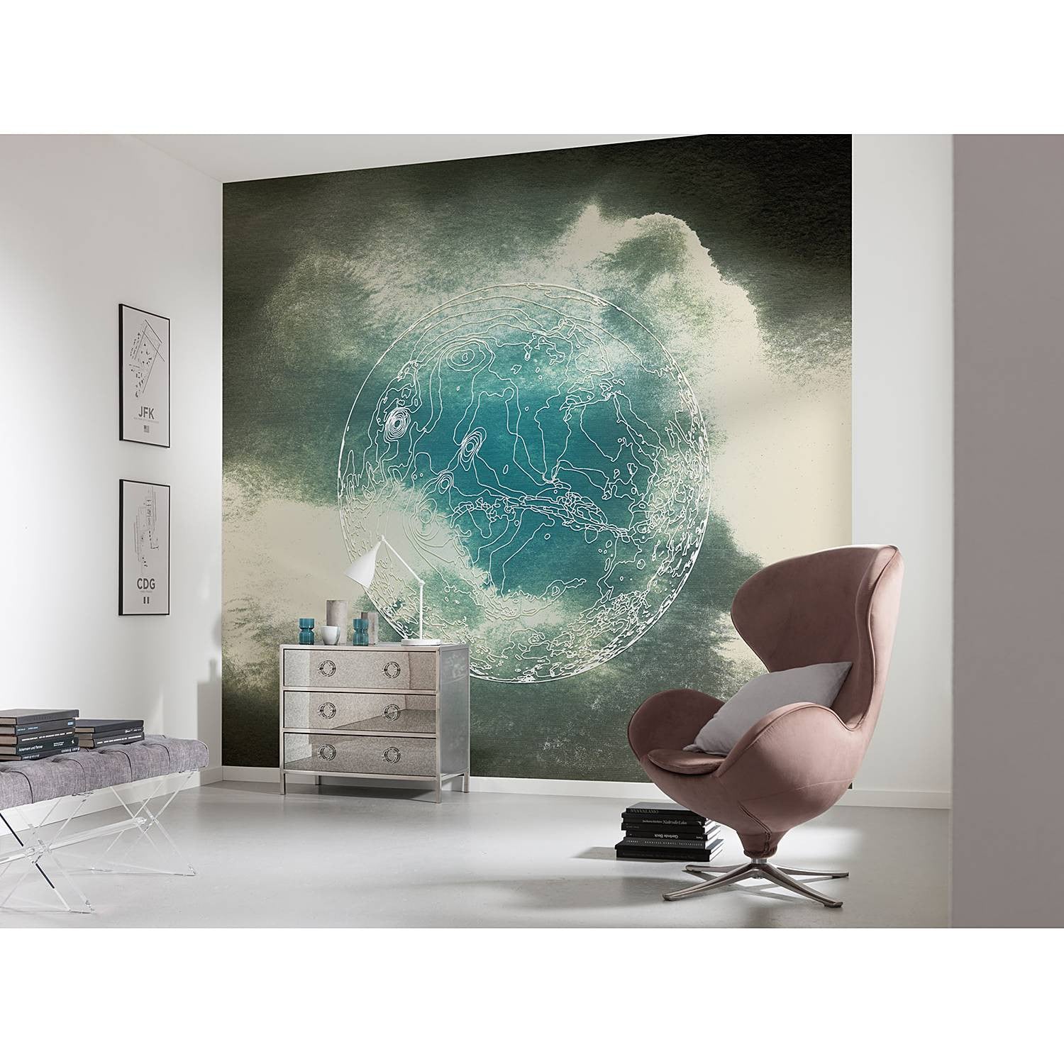 home24 Fotobehang Surreal Planet Multicolour Breedte: 300 cm, Hoogte: 280 cm