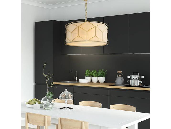 Plafonnier Messina Ø 43cm Blanc/Doré Lin E27