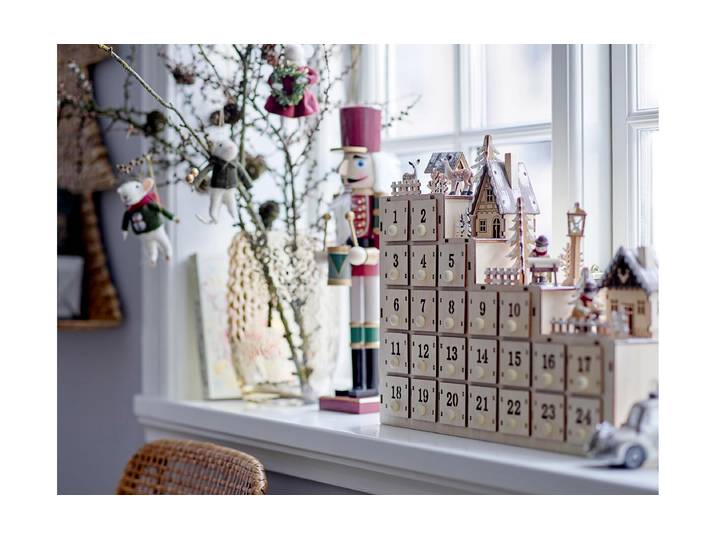 Adventskalender BLOOMINGVILLE Richi , beige (bunt), B:38cm H:33cm T:10cm, Adventskalender, Adventskalender