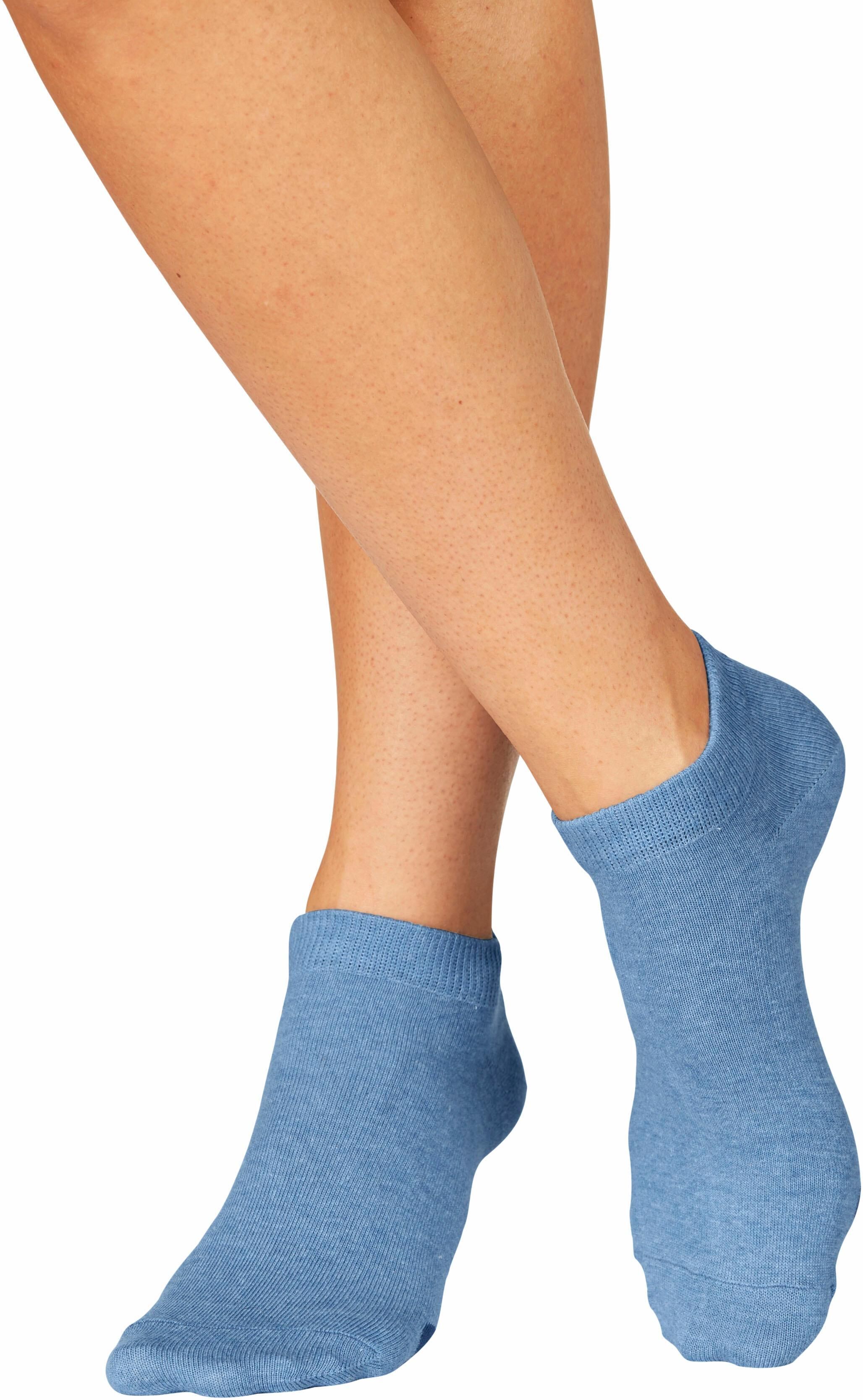 Sneakersocken ARIZONA "Damensocken Motivsocken", Damen, Gr. 39-42, blau (2x blautöne, 3x grautöne), Baumwolle, Elasthan, Polyamid, uni und gemustert, elastisch, Socken Sneakersocken, mit süßem Pfotendesign unter der Sohle