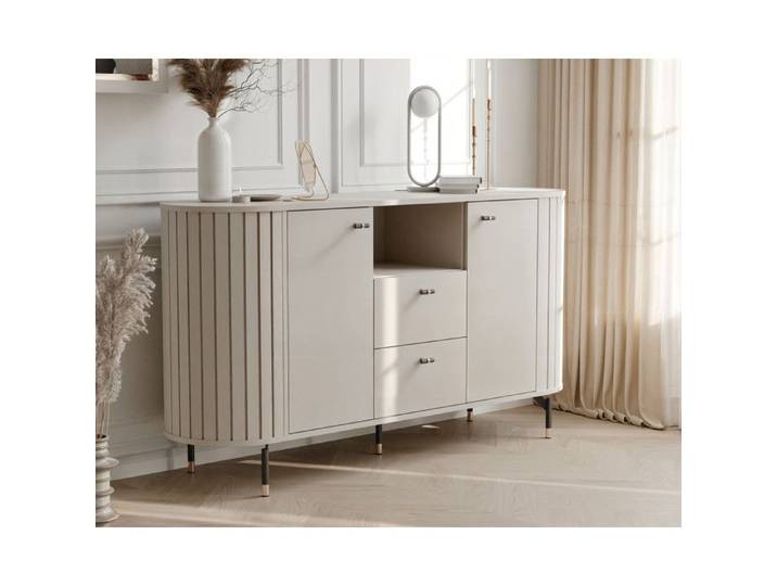 Commode Salon SENTO - Commode Chambre - 190x40x81 cm - 2 portes et 2 tiroirs - Cachemire