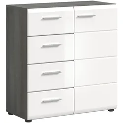 Ebuy24 Salsa Sideboard 4 Schubladen 1 Tür weiß Hochglanz.