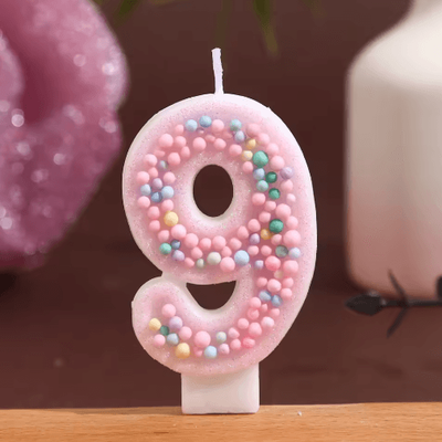 Inspire Picks Macaron Ball Number Birthday Candle Set Colorful Threaded Digital Cake Decorations 9