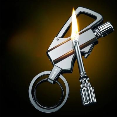 Inspire Daily Merch All Weather Portable Waterproof Survival Keychain Lighter Compact Outdoor Fire Starter Tool silver