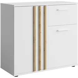 KOMMODE TECTONIC 119,8/72,7/35cm mit 1 Schubladen 3 Türen Weiß