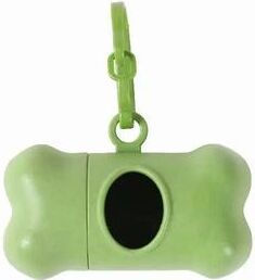 Uplift Essentials Bone Shaped Portable Pet Waste Bag Dispenser Outdoor Walking Essential With Towing Clip green