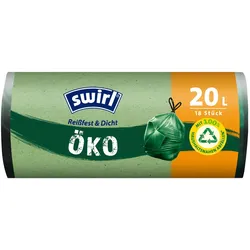 8x Swirl Müllbeutel Öko Zugband 20l 18er, Lebensmittelverpackung, Schwarz