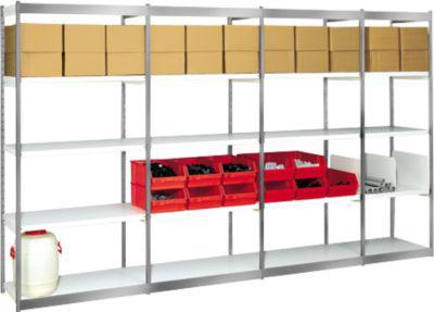 Steckregal Stora 100, Eck-Regalfeld, 4 Böden, B 370 mm + Tiefe