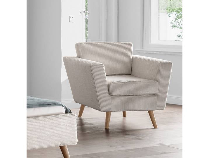 Polstersessel 'Monaco' Wildeiche Stoff Cord creme