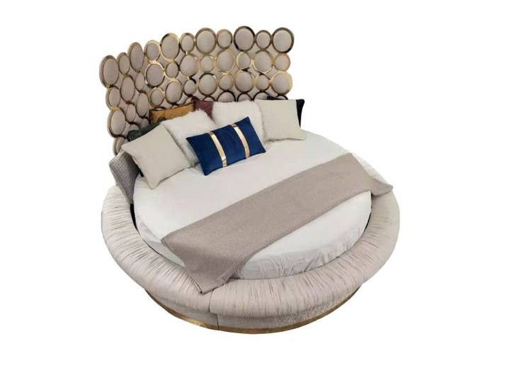 Xlmoebel Rundbett Rundes Samtbett in Luxus-Design für eleganten Schlafraum (Bett, 1-tlg., Bett), Hergestellt in Europa
