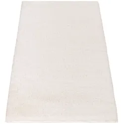 KADIMA DESIGN Hochflor Teppich Badezimmer waschmaschinenwaschbar Unifarben schmutzabweisend Creme Rechteckig 50x80 | 100% Polyester | Florhöhe: 22 mm | pflegeleicht