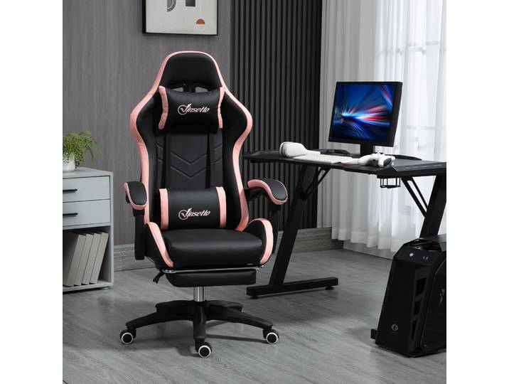 Vinsetto Chaise Gaming Ergonomique Inclinable 135° Rose